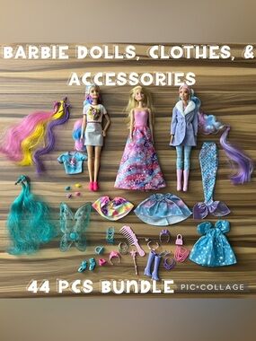 Barbie Dolls Barbie Clothes Barbie Accessories Kid Toys Girls Dolls 44 pc Bundle